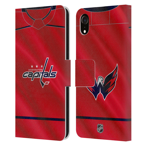 NHL Washington Capitals Jersey Leather Book Wallet Case Cover For Apple iPhone XR