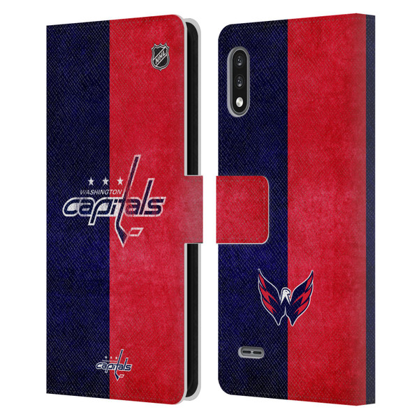 NHL Washington Capitals Half Distressed Leather Book Wallet Case Cover For LG K22