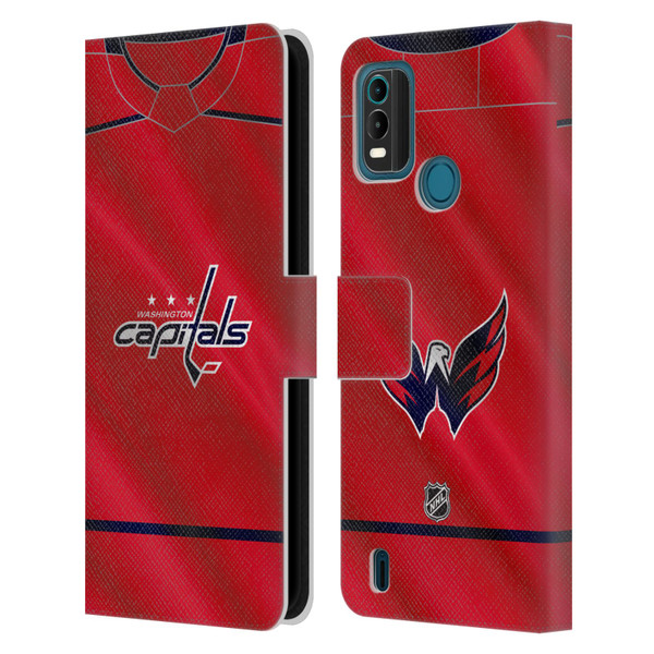 NHL Washington Capitals Jersey Leather Book Wallet Case Cover For Nokia G11 Plus