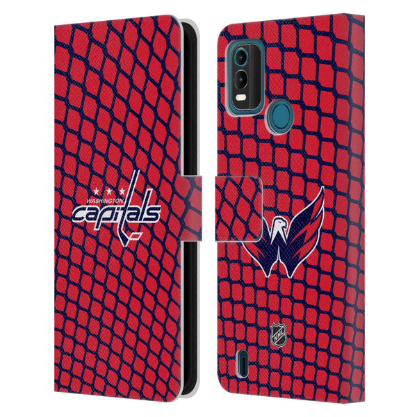 NHL Washington Capitals Net Pattern Leather Book Wallet Case Cover For Nokia G11 Plus