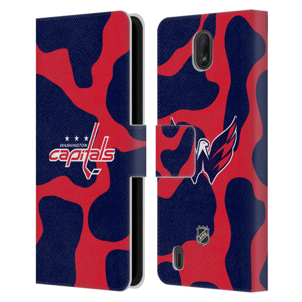 NHL Washington Capitals Cow Pattern Leather Book Wallet Case Cover For Nokia C01 Plus/C1 2nd Edition