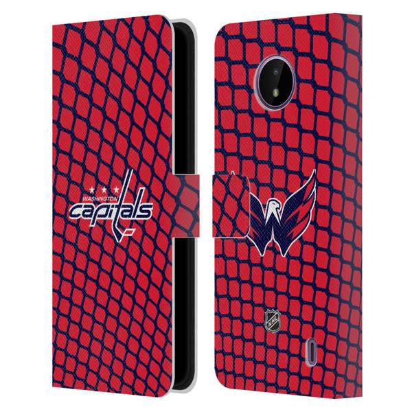 NHL Washington Capitals Net Pattern Leather Book Wallet Case Cover For Nokia C10 / C20