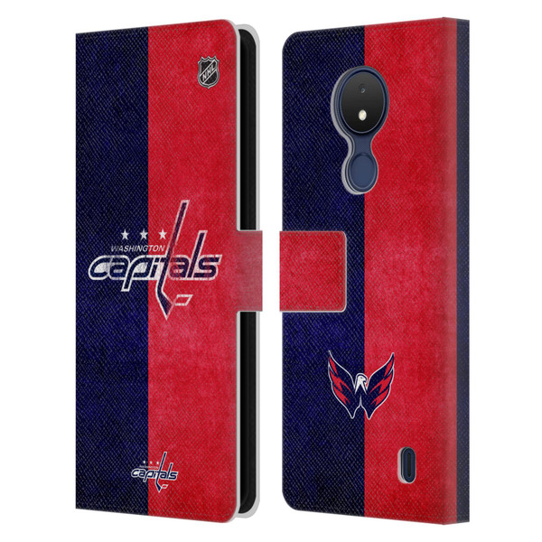 NHL Washington Capitals Half Distressed Leather Book Wallet Case Cover For Nokia C21