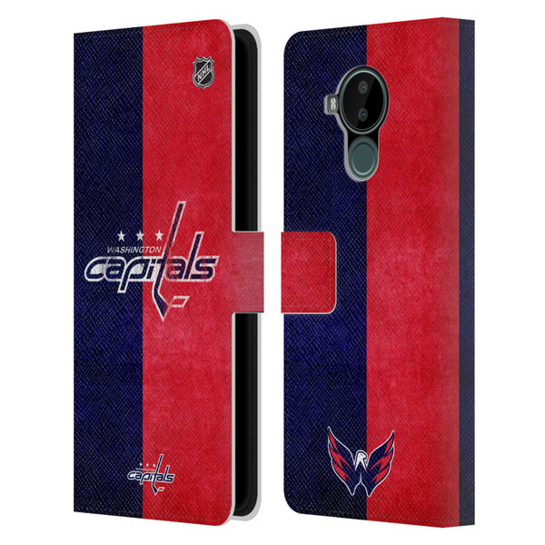 NHL Washington Capitals Half Distressed Leather Book Wallet Case Cover For Nokia C30