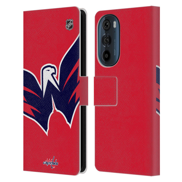 NHL Washington Capitals Oversized Leather Book Wallet Case Cover For Motorola Edge 30