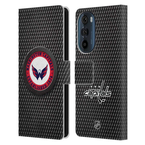 NHL Washington Capitals Puck Texture Leather Book Wallet Case Cover For Motorola Edge 30