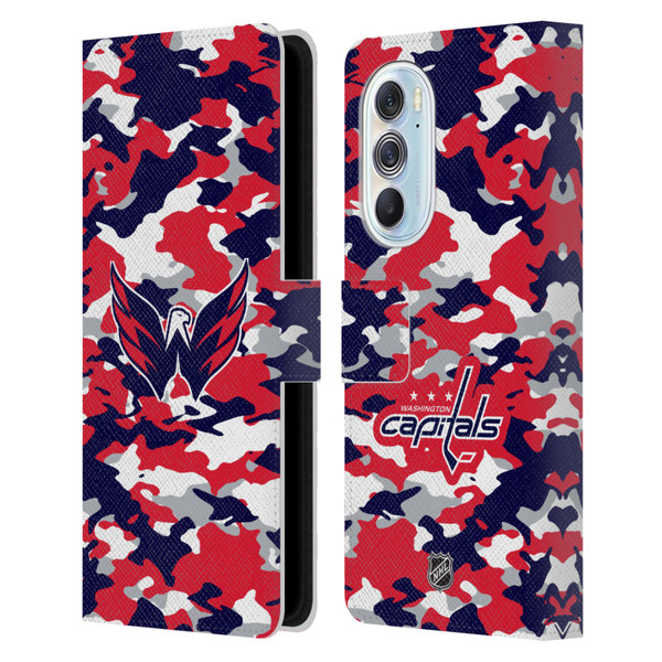 NHL Washington Capitals Camouflage Leather Book Wallet Case Cover For Motorola Edge X30