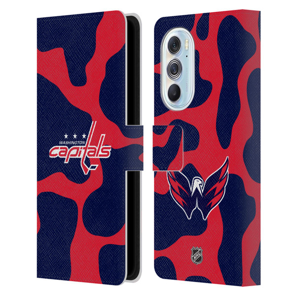 NHL Washington Capitals Cow Pattern Leather Book Wallet Case Cover For Motorola Edge X30