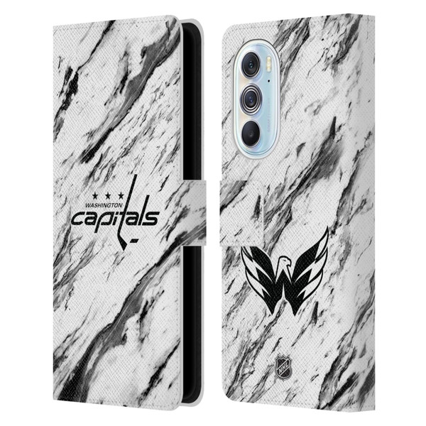 NHL Washington Capitals Marble Leather Book Wallet Case Cover For Motorola Edge X30