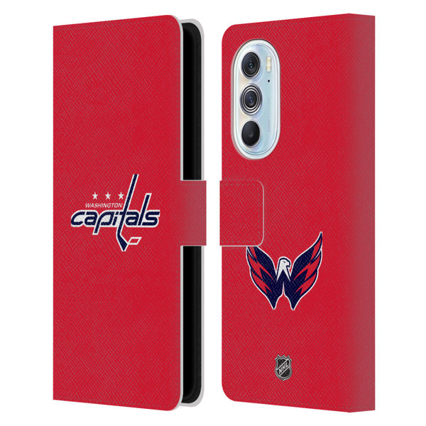 NHL Washington Capitals Plain Leather Book Wallet Case Cover For Motorola Edge X30