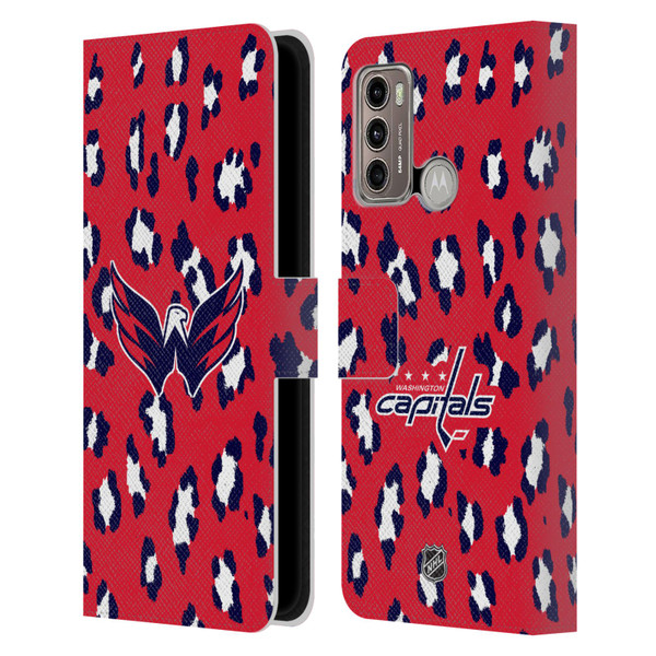 NHL Washington Capitals Leopard Patten Leather Book Wallet Case Cover For Motorola Moto G60 / Moto G40 Fusion