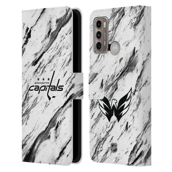 NHL Washington Capitals Marble Leather Book Wallet Case Cover For Motorola Moto G60 / Moto G40 Fusion