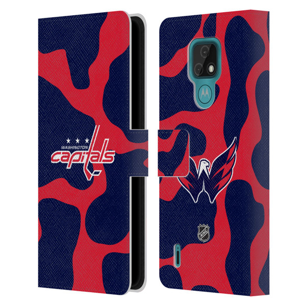 NHL Washington Capitals Cow Pattern Leather Book Wallet Case Cover For Motorola Moto E7