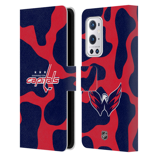 NHL Washington Capitals Cow Pattern Leather Book Wallet Case Cover For OnePlus 9 Pro
