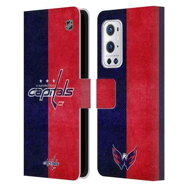 NHL Washington Capitals Half Distressed Leather Book Wallet Case Cover For OnePlus 9 Pro