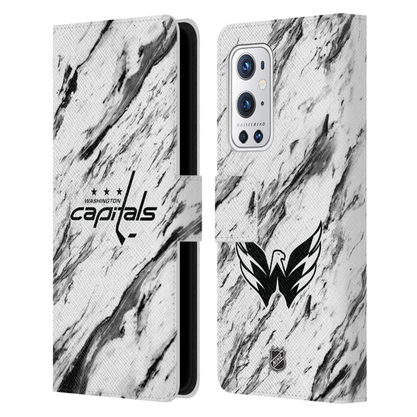 NHL Washington Capitals Marble Leather Book Wallet Case Cover For OnePlus 9 Pro