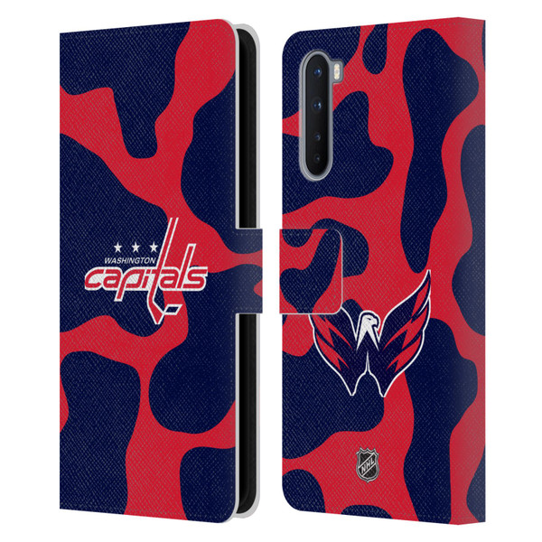 NHL Washington Capitals Cow Pattern Leather Book Wallet Case Cover For OnePlus Nord 5G