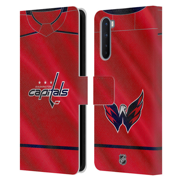 NHL Washington Capitals Jersey Leather Book Wallet Case Cover For OnePlus Nord 5G