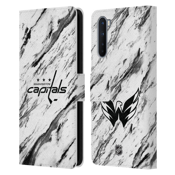 NHL Washington Capitals Marble Leather Book Wallet Case Cover For OnePlus Nord 5G