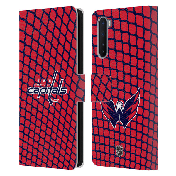 NHL Washington Capitals Net Pattern Leather Book Wallet Case Cover For OnePlus Nord 5G