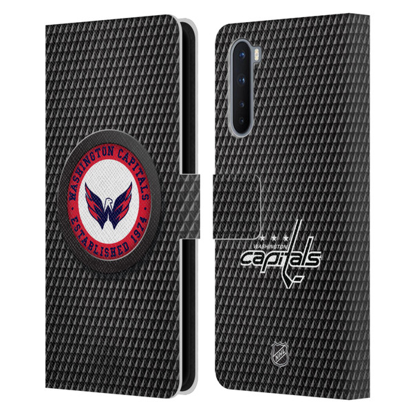 NHL Washington Capitals Puck Texture Leather Book Wallet Case Cover For OnePlus Nord 5G