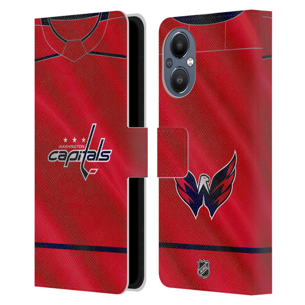 NHL Washington Capitals Jersey Leather Book Wallet Case Cover For OnePlus Nord N20 5G