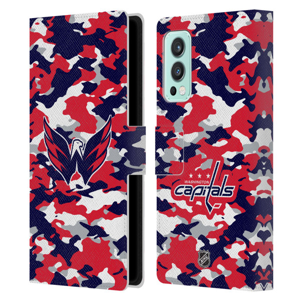 NHL Washington Capitals Camouflage Leather Book Wallet Case Cover For OnePlus Nord 2 5G