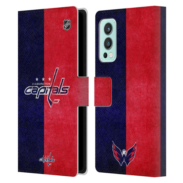 NHL Washington Capitals Half Distressed Leather Book Wallet Case Cover For OnePlus Nord 2 5G