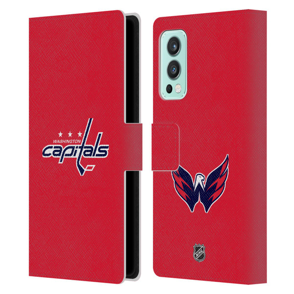 NHL Washington Capitals Plain Leather Book Wallet Case Cover For OnePlus Nord 2 5G