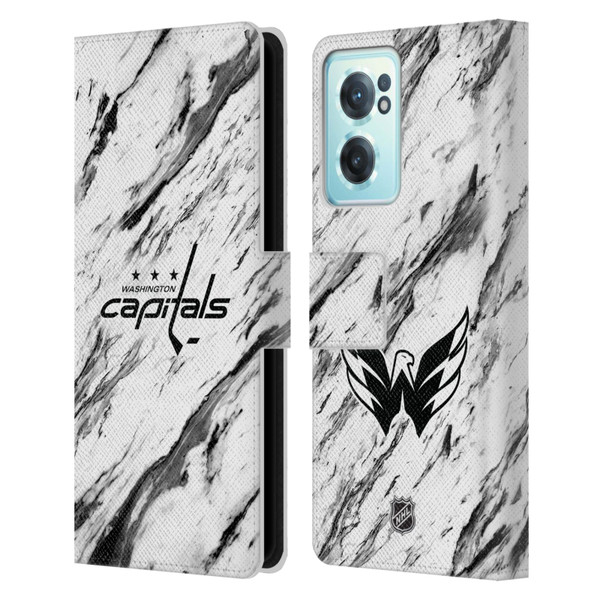 NHL Washington Capitals Marble Leather Book Wallet Case Cover For OnePlus Nord CE 2 5G