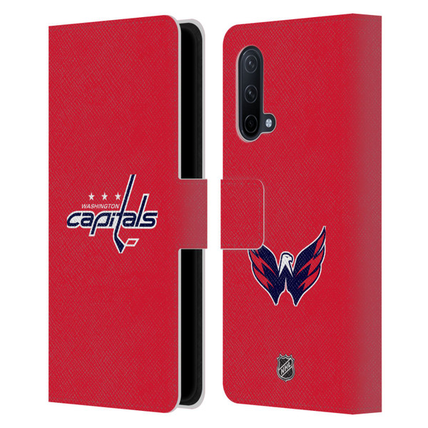 NHL Washington Capitals Plain Leather Book Wallet Case Cover For OnePlus Nord CE 5G