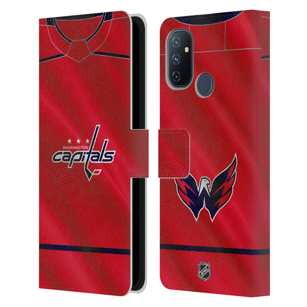 NHL Washington Capitals Jersey Leather Book Wallet Case Cover For OnePlus Nord N100