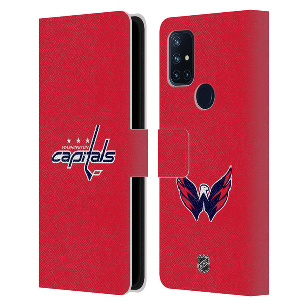 NHL Washington Capitals Plain Leather Book Wallet Case Cover For OnePlus Nord N10 5G