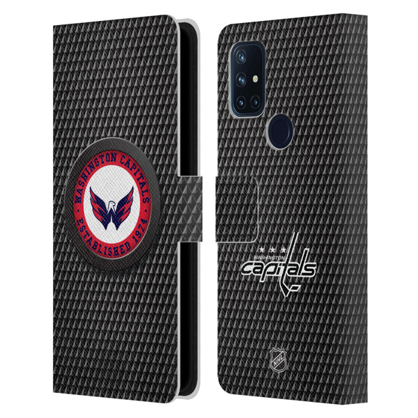 NHL Washington Capitals Puck Texture Leather Book Wallet Case Cover For OnePlus Nord N10 5G