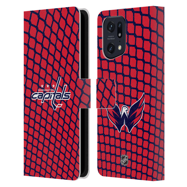 NHL Washington Capitals Net Pattern Leather Book Wallet Case Cover For OPPO Find X5