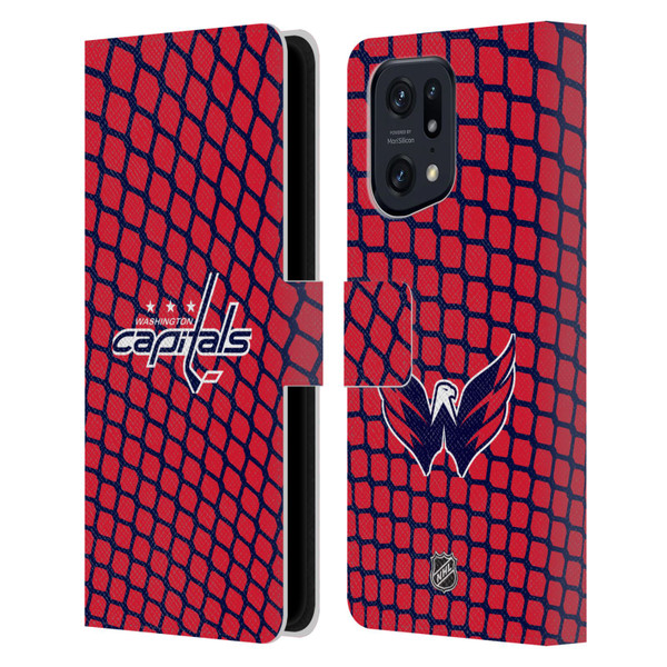NHL Washington Capitals Net Pattern Leather Book Wallet Case Cover For OPPO Find X5 Pro