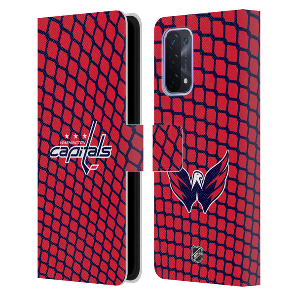 NHL Washington Capitals Net Pattern Leather Book Wallet Case Cover For OPPO A54 5G