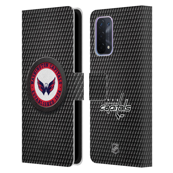NHL Washington Capitals Puck Texture Leather Book Wallet Case Cover For OPPO A54 5G
