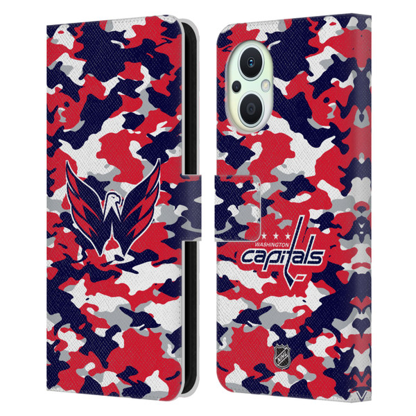 NHL Washington Capitals Camouflage Leather Book Wallet Case Cover For OPPO Reno8 Lite