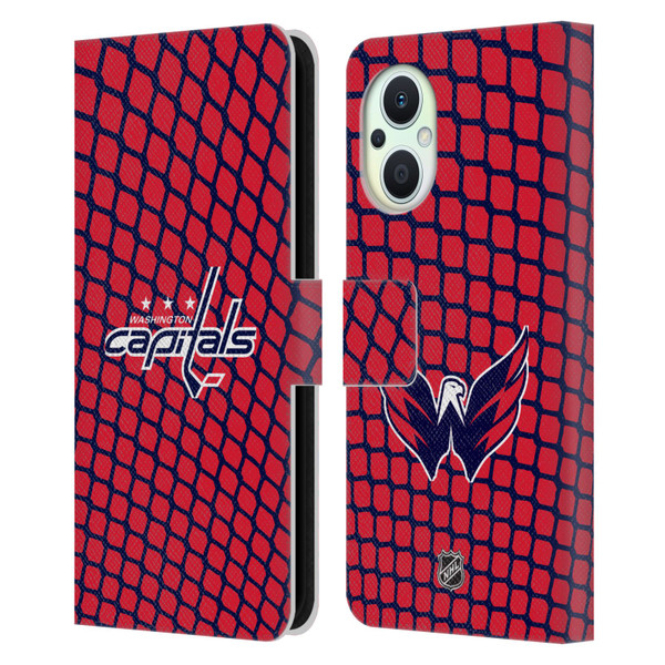 NHL Washington Capitals Net Pattern Leather Book Wallet Case Cover For OPPO Reno8 Lite