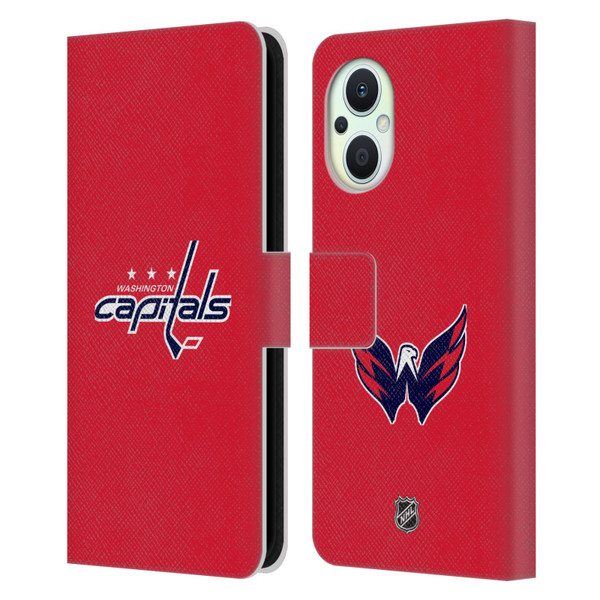 NHL Washington Capitals Plain Leather Book Wallet Case Cover For OPPO Reno8 Lite