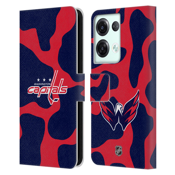 NHL Washington Capitals Cow Pattern Leather Book Wallet Case Cover For OPPO Reno8 Pro