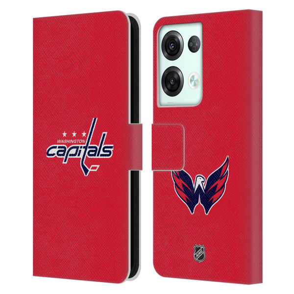 NHL Washington Capitals Plain Leather Book Wallet Case Cover For OPPO Reno8 Pro