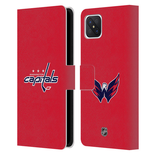 NHL Washington Capitals Plain Leather Book Wallet Case Cover For OPPO Reno4 Z 5G