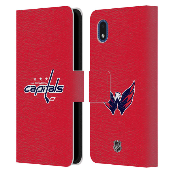 NHL Washington Capitals Plain Leather Book Wallet Case Cover For Samsung Galaxy A01 Core (2020)