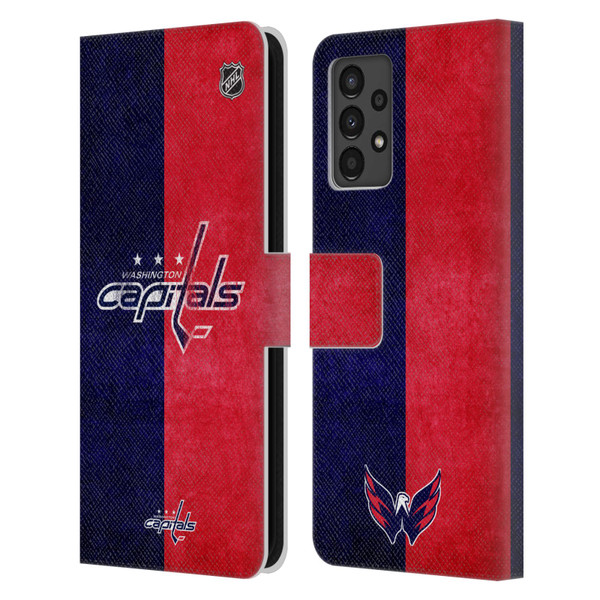 NHL Washington Capitals Half Distressed Leather Book Wallet Case Cover For Samsung Galaxy A13 (2022)