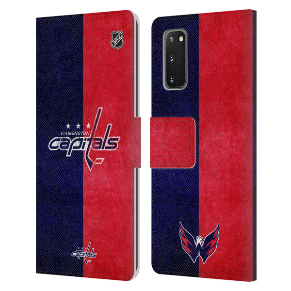 NHL Washington Capitals Half Distressed Leather Book Wallet Case Cover For Samsung Galaxy S20 / S20 5G