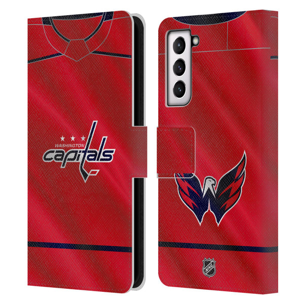 NHL Washington Capitals Jersey Leather Book Wallet Case Cover For Samsung Galaxy S21 5G