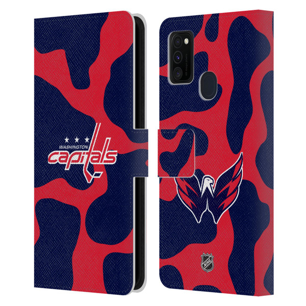 NHL Washington Capitals Cow Pattern Leather Book Wallet Case Cover For Samsung Galaxy M30s (2019)/M21 (2020)
