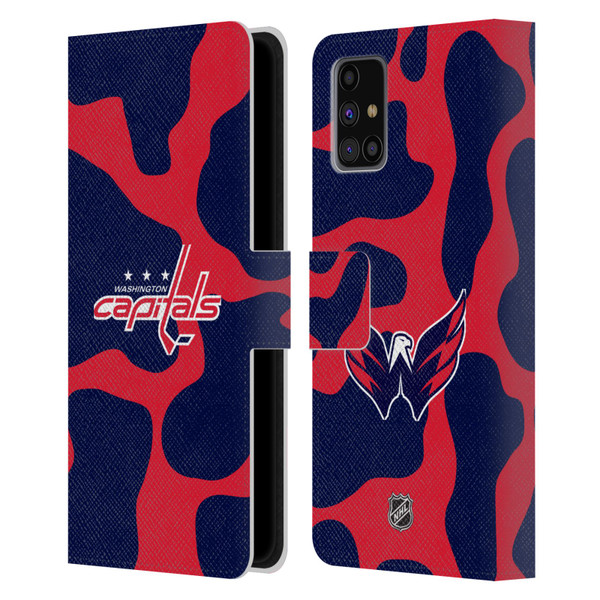 NHL Washington Capitals Cow Pattern Leather Book Wallet Case Cover For Samsung Galaxy M31s (2020)